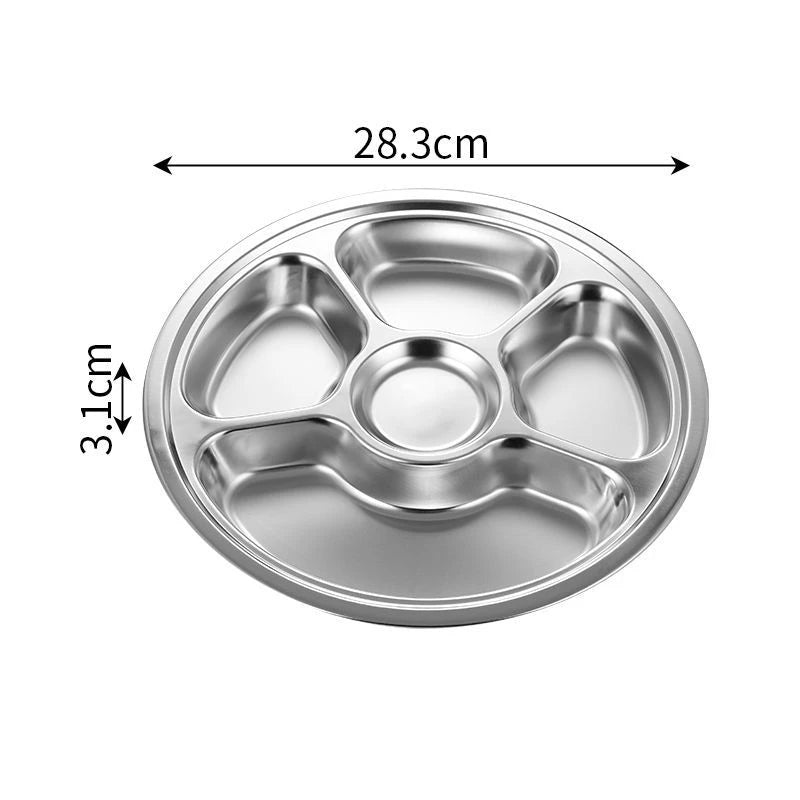 Assiette Ronde 3 Compartiments Acier Inoxydable