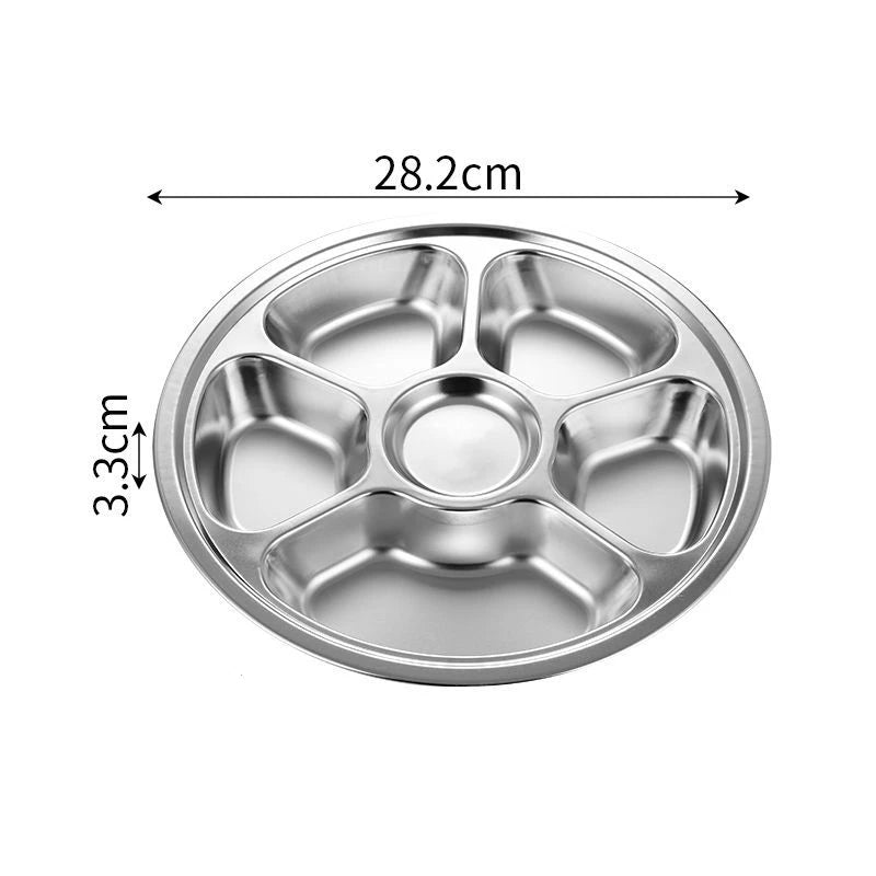 Assiette Ronde 3 Compartiments Acier Inoxydable