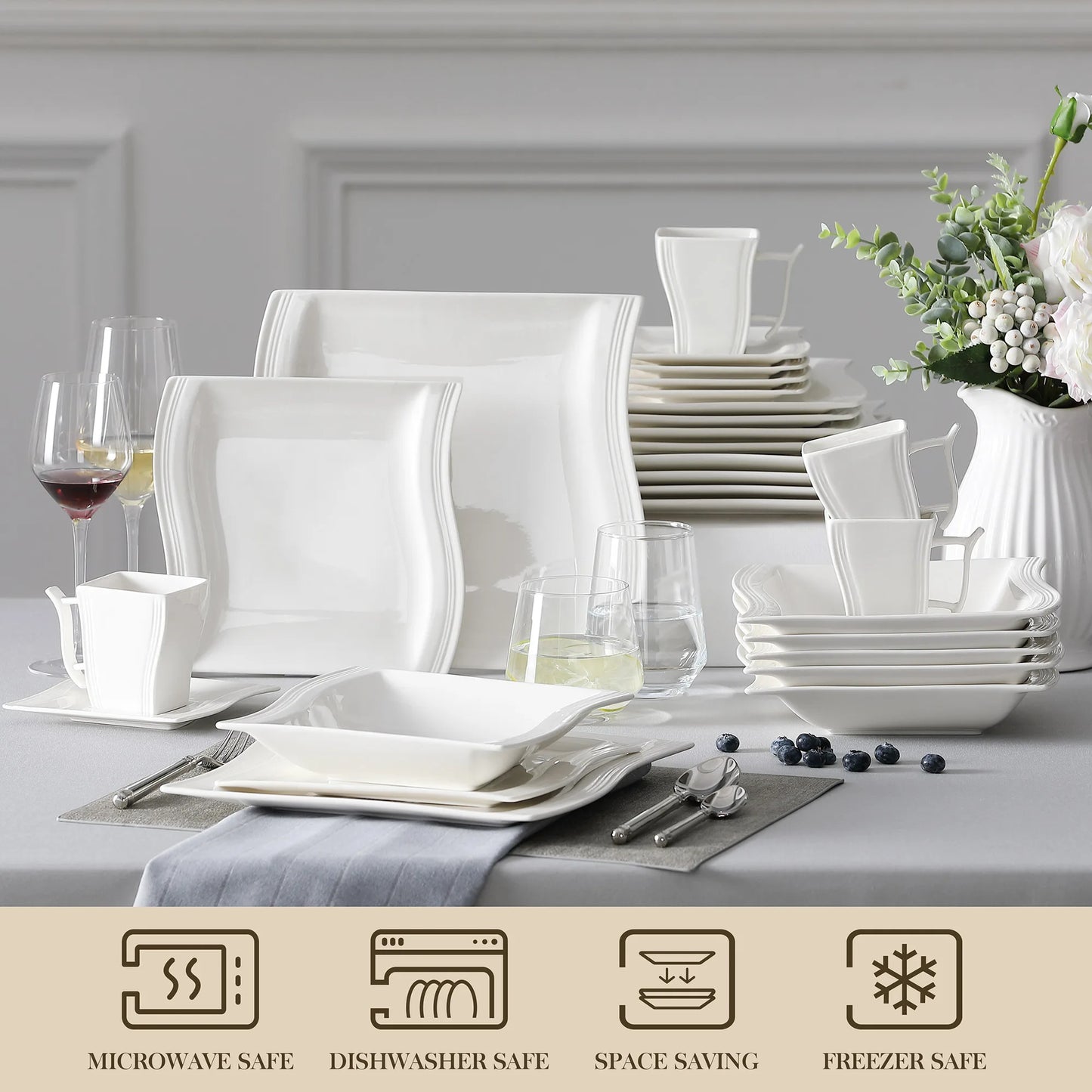 Assiette Blanche en Porcelaine - Lot de 6