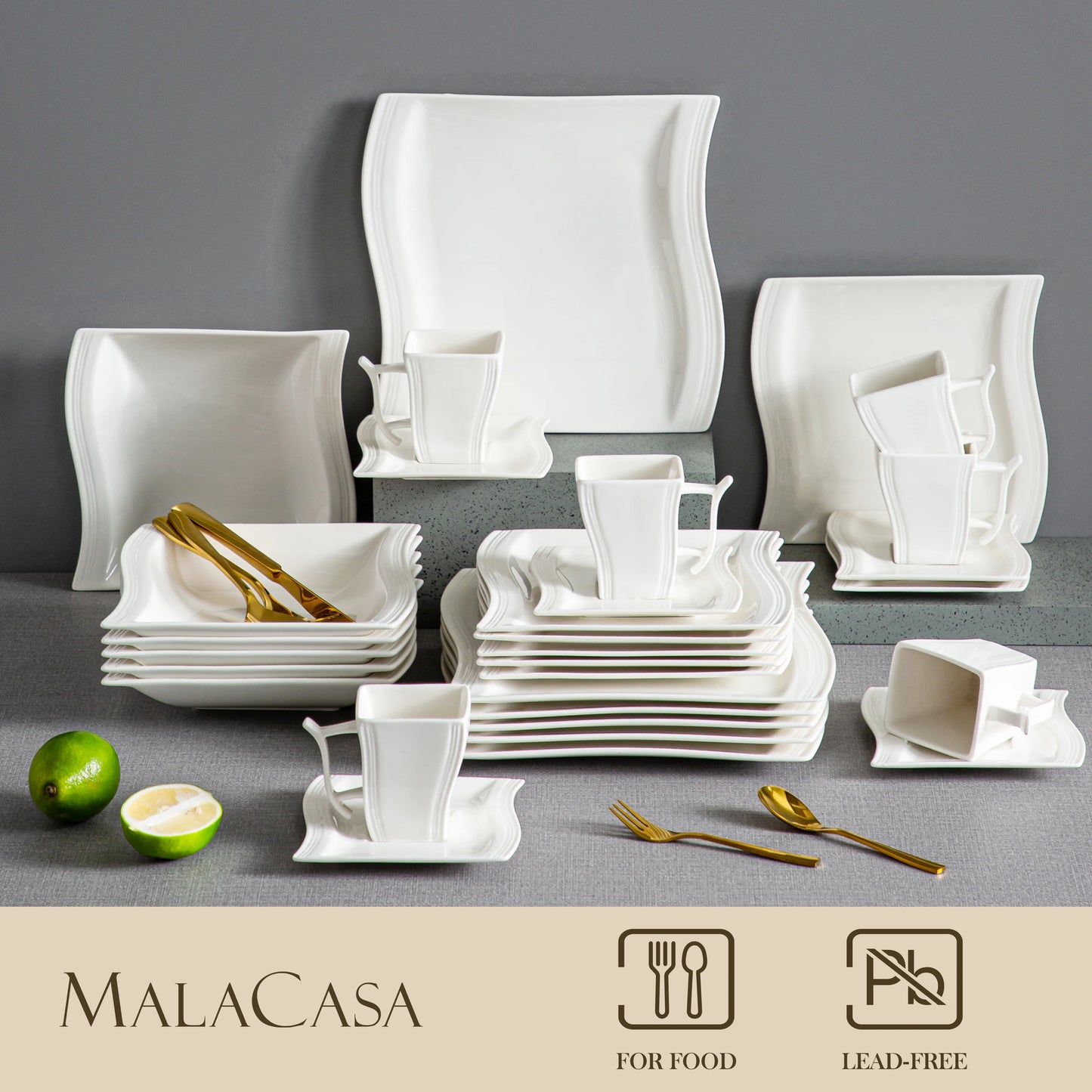 Assiette Blanche en Porcelaine - Lot de 6