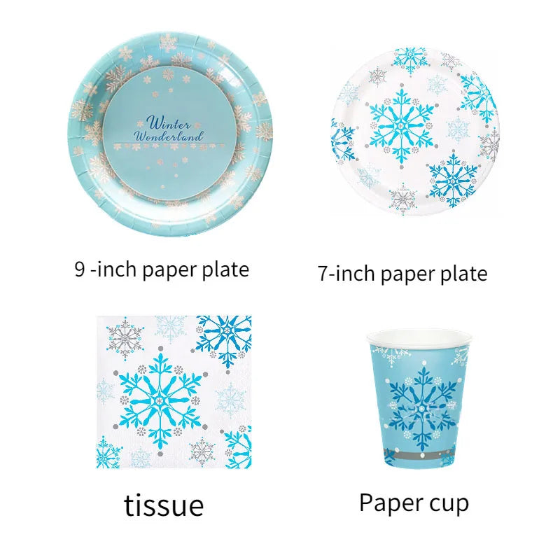 Assiette Jetable Flocons de Neige - Lot de 10