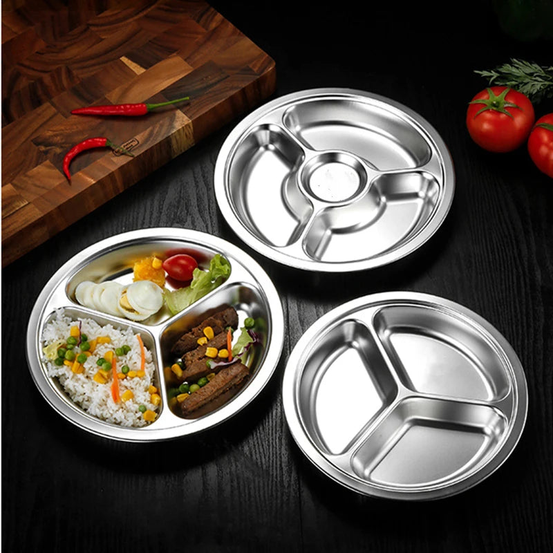 Assiette Ronde 3 Compartiments Acier Inoxydable
