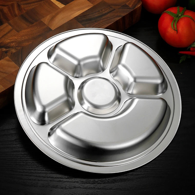 Assiette Ronde 3 Compartiments Acier Inoxydable