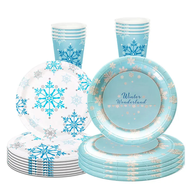 Assiette Jetable Flocons de Neige - Lot de 10
