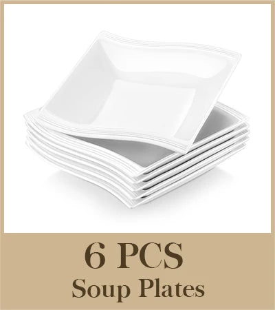 Assiette Blanche en Porcelaine - Lot de 6