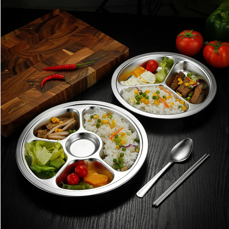Assiette Ronde 3 Compartiments Acier Inoxydable