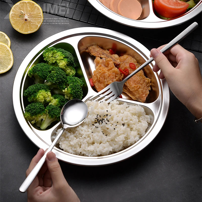 Assiette Ronde 3 Compartiments Acier Inoxydable