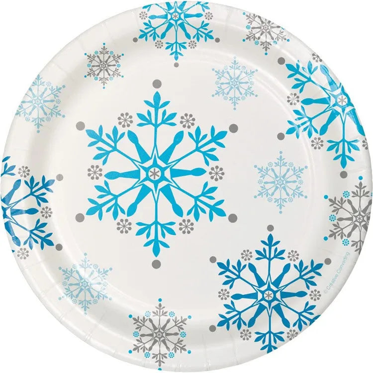 Assiette Jetable Flocons de Neige - Lot de 10