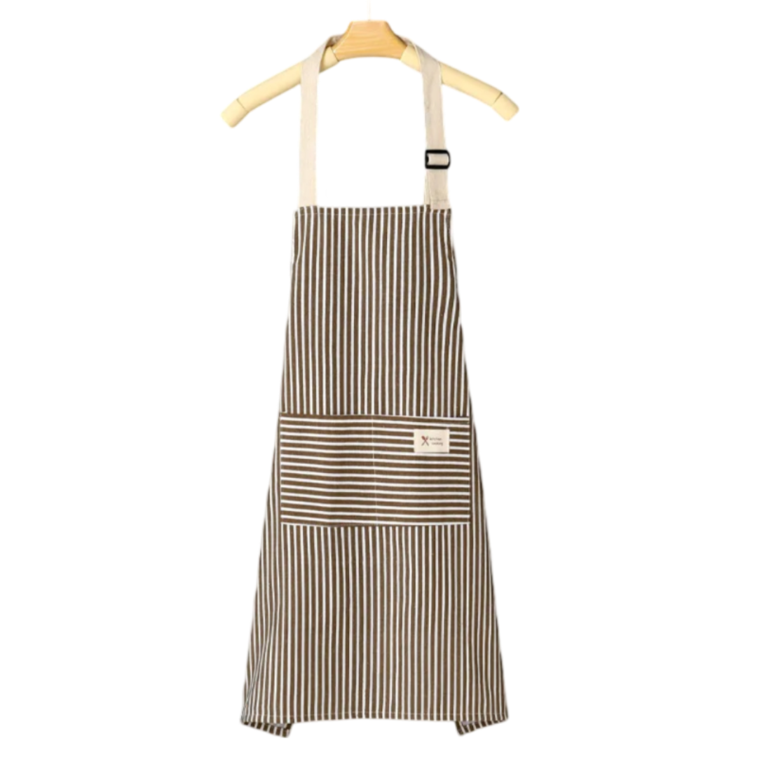 Tablier Cuisine Raye Lin Marron