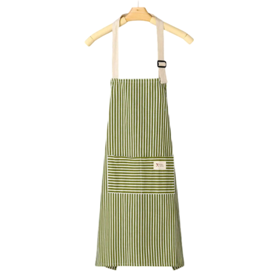 Tablier cuisine rayure lin Vert