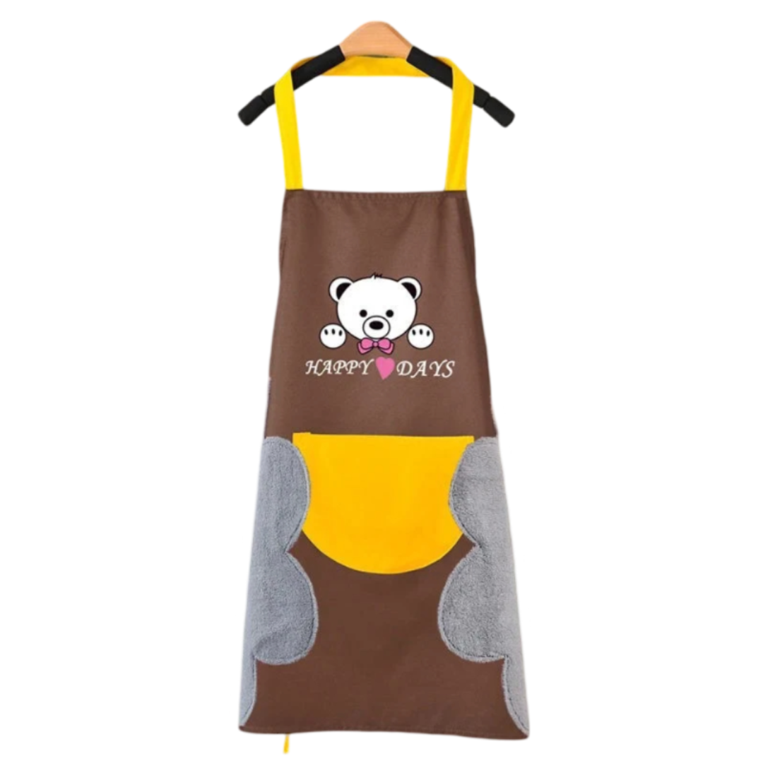 Tablier de cuisine motif ours Marron