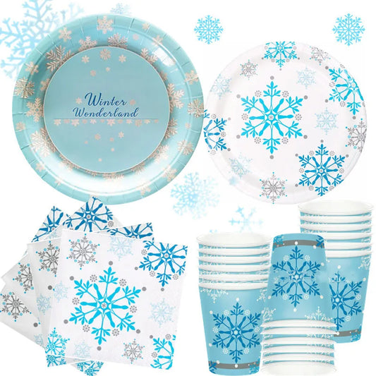 Assiette Jetable Flocons de Neige - Lot de 10