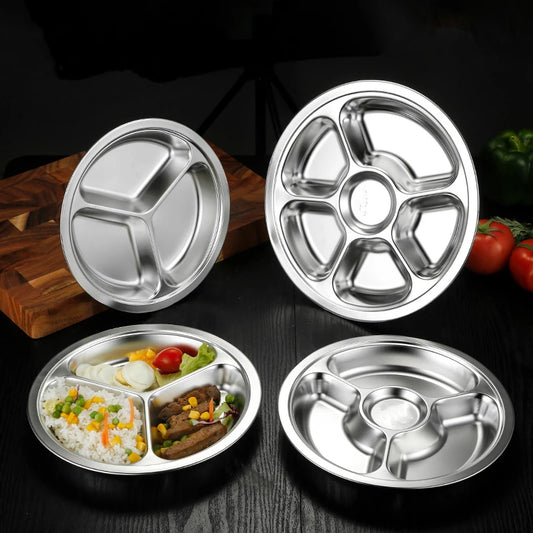 Assiette Ronde 3 Compartiments Acier Inoxydable